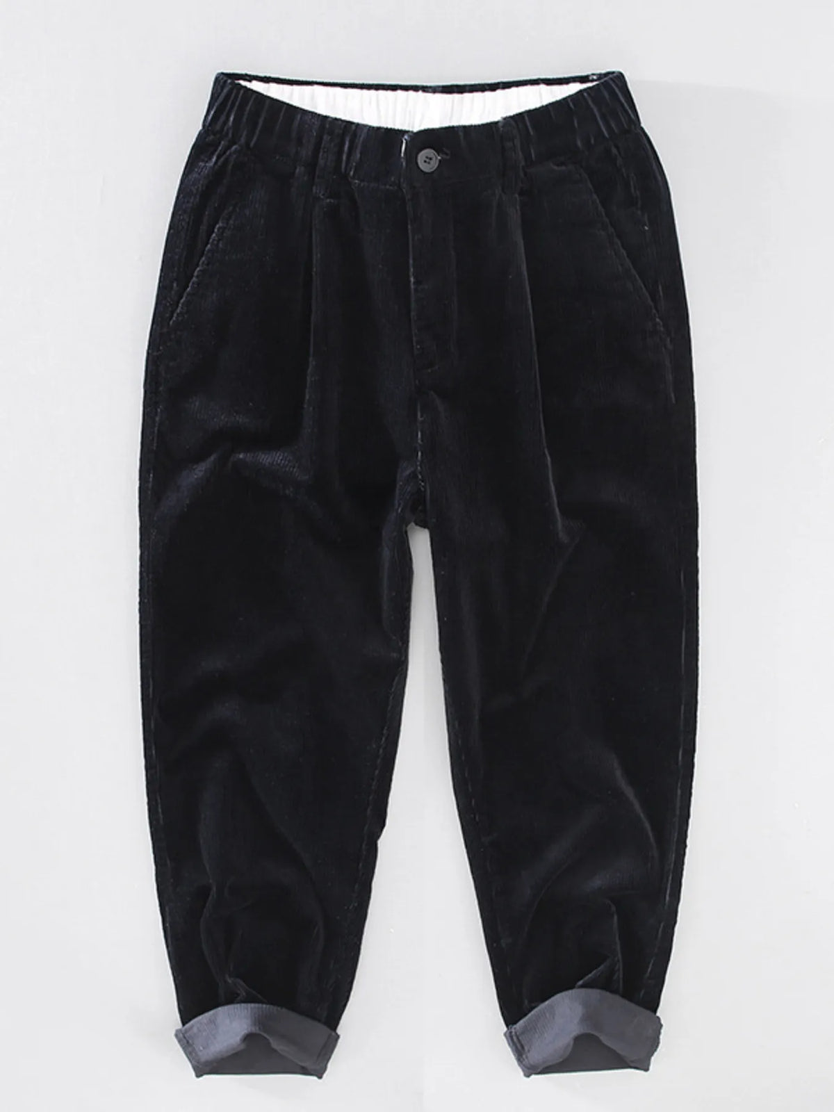 Men's Plus Size Corduroy Pleated Casual Pants in Purplish Blue
