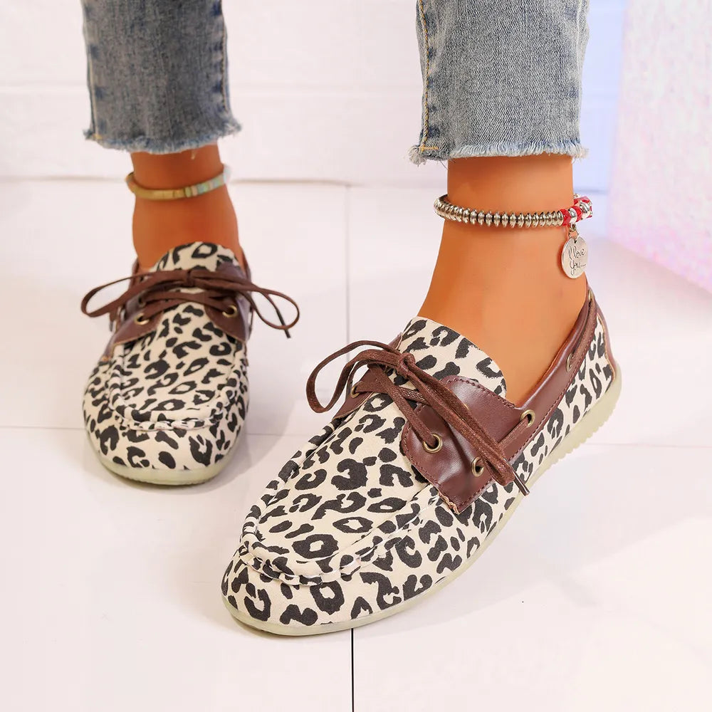 Lace Up Leopard Slip-Ons, view 2