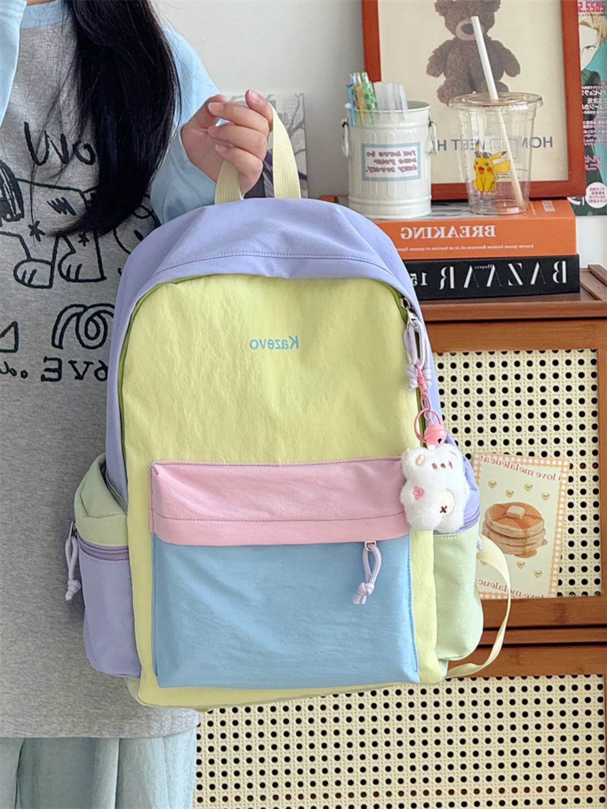 Color Block Lightweight Backpack Bag - Lilixa.store