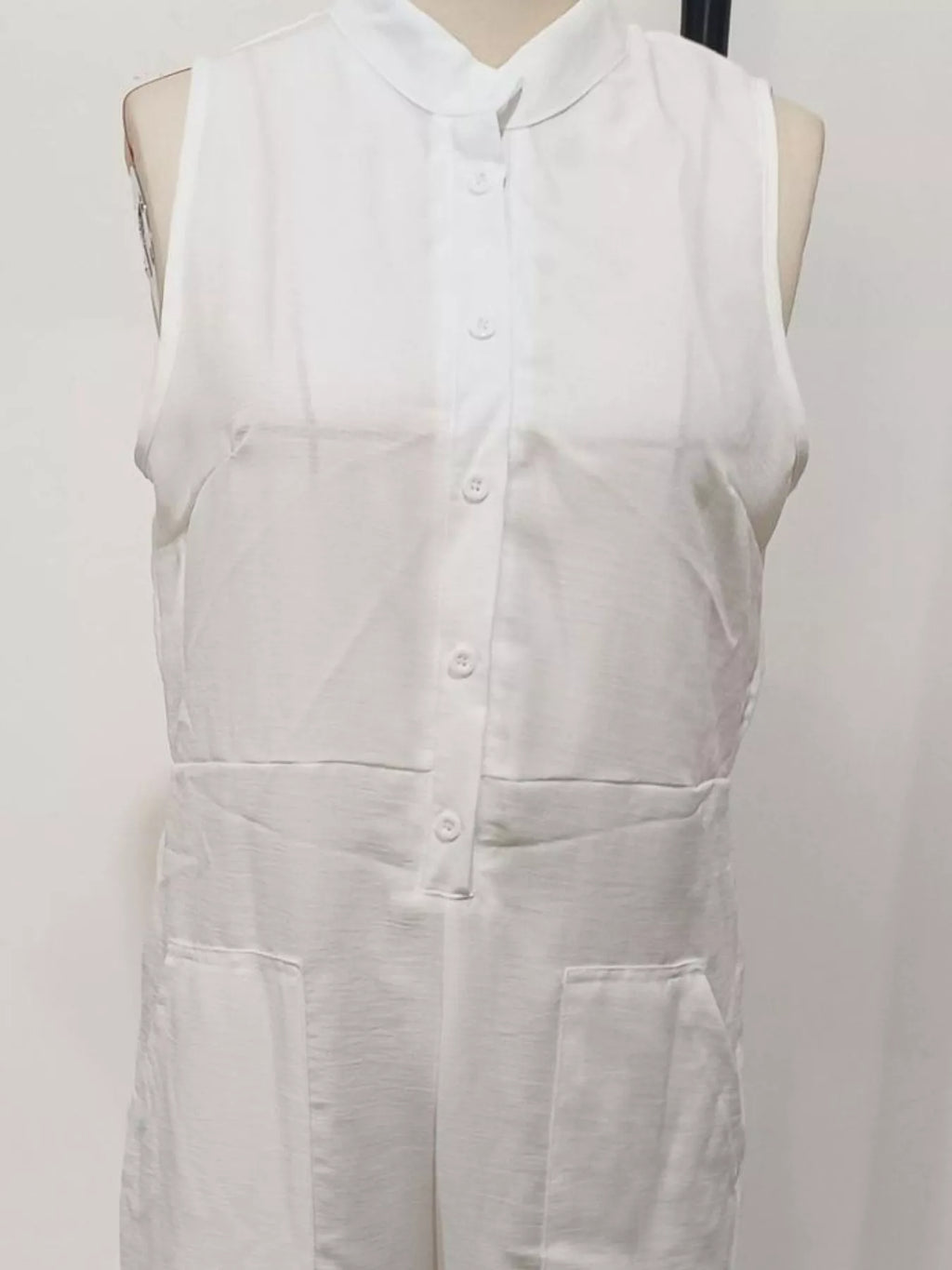 Full Size Button Front Sleeveless Jumpsuit Plus Size - Lilixa.store