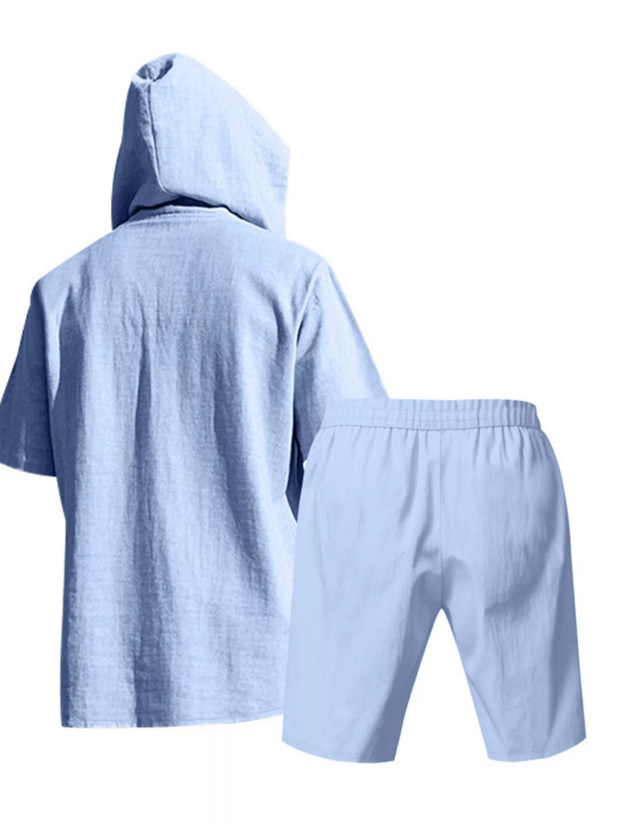 Men's Full Size Casual Short Sleeve Hooded Top & Shorts Set Plus Size - Lilixa.store