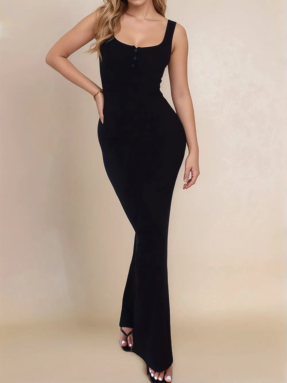 Devine Side Slit Wide Strap Maxi Dress - Lilixa.store