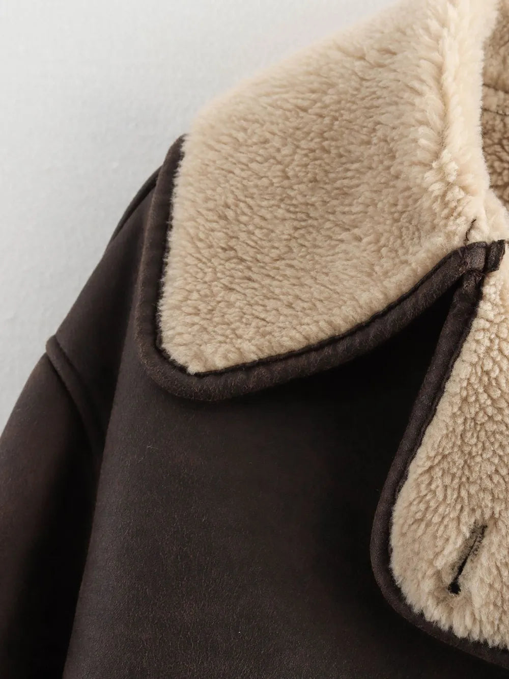 Collared Neck Long Sleeve Plush Jacket, view 8
