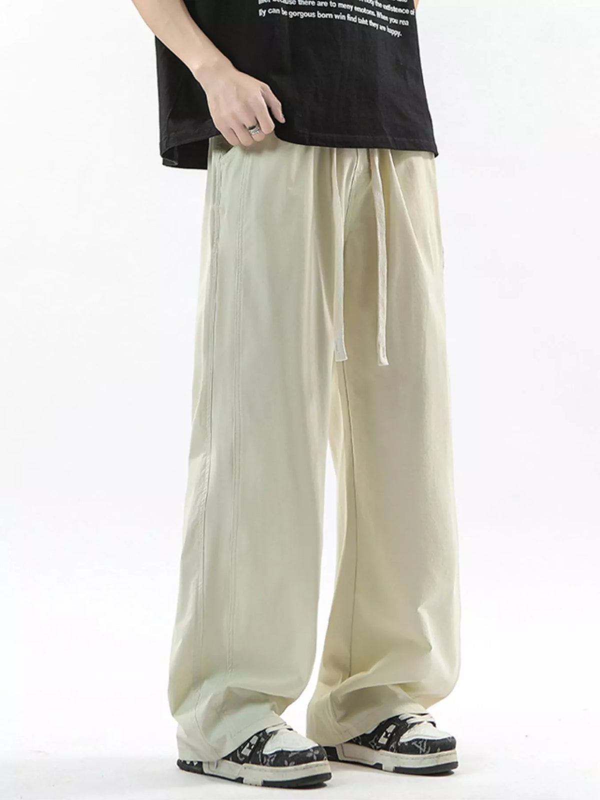 Men's Full Size Loose Fit Drawstring Wide Leg Pants Plus Size, view 7