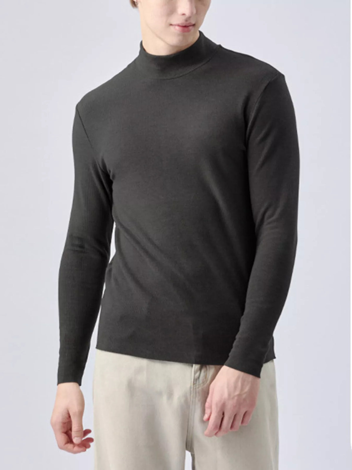 Men's Plus Size Mock Neck Long Sleeve Top