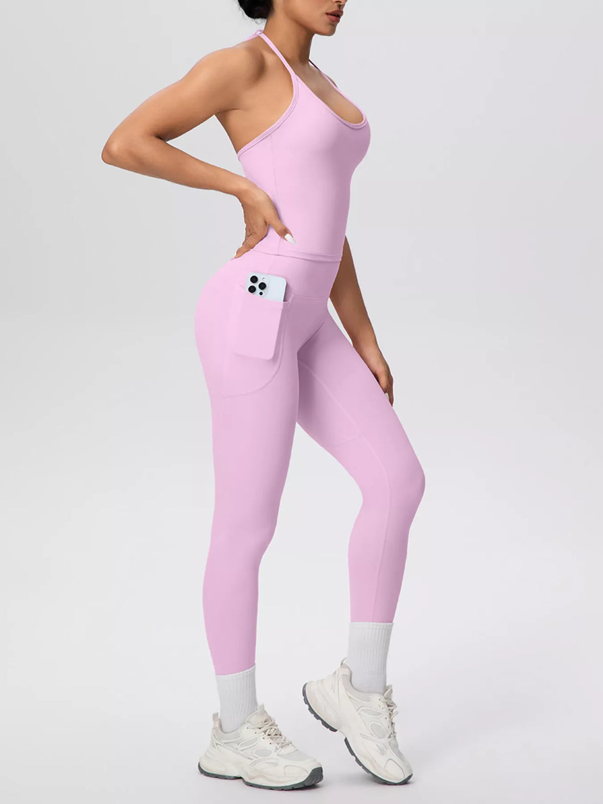 Halter Neck Cami and High-Waisted Leggings Active Set - Lilixa.store