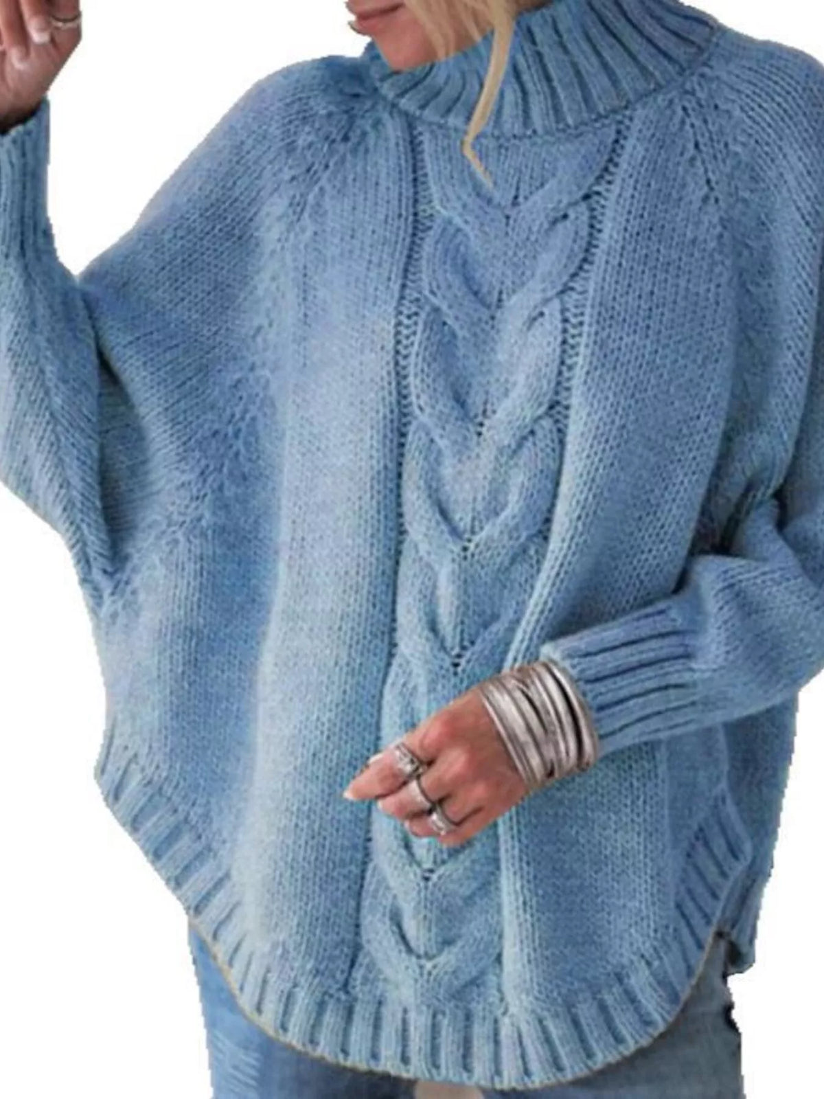 Cable-Knit Long Sleeve Sweater - Lilixa.store