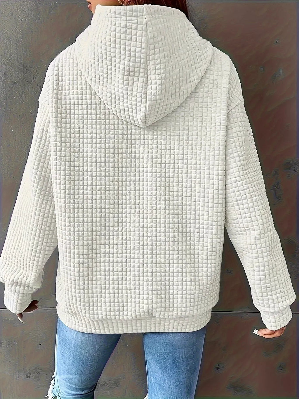 Textured Knit Drawstring Hoodie, view 10