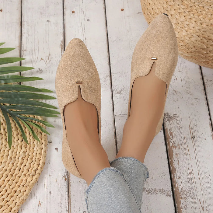 Point Toe Flats Slip-Ons in Apricot