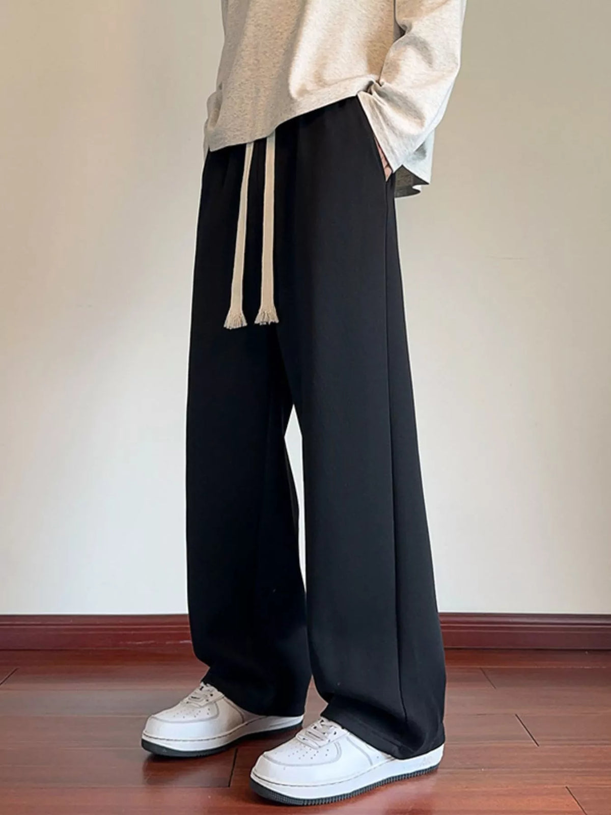 Men's Full Size Wide Leg Pants Plus Size in Black
