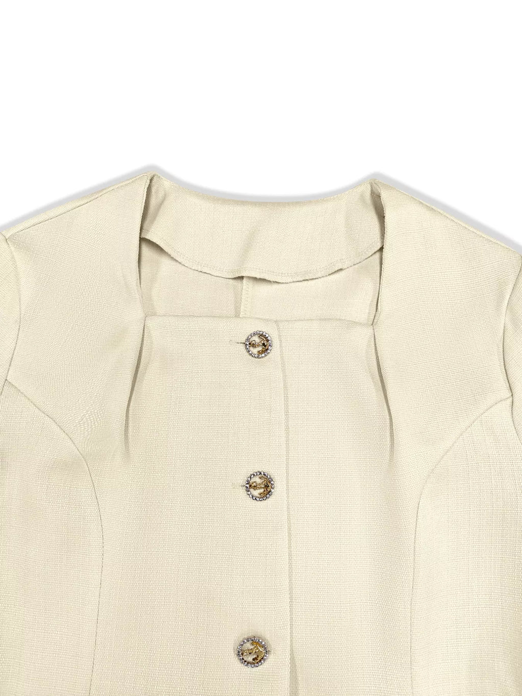 Square Neck Button-Down Fitted Blazer - Lilixa.store