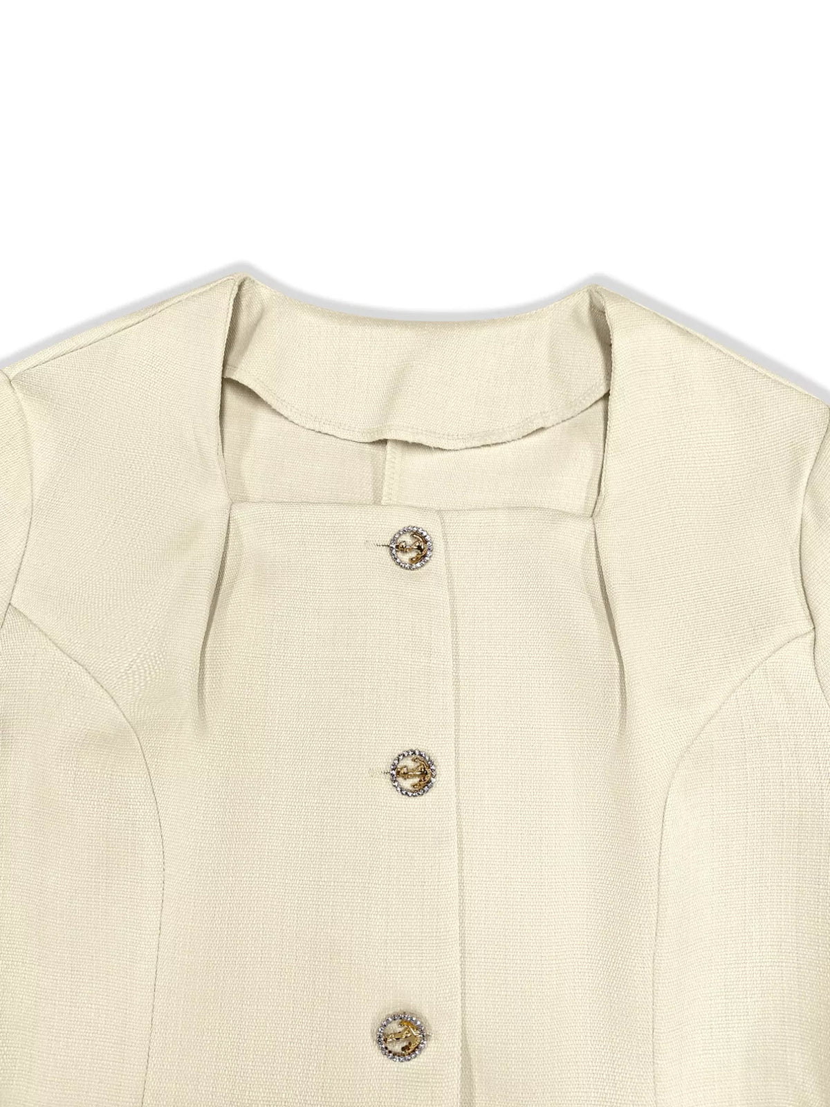 Square Neck Button-Down Fitted Blazer - Lilixa.store