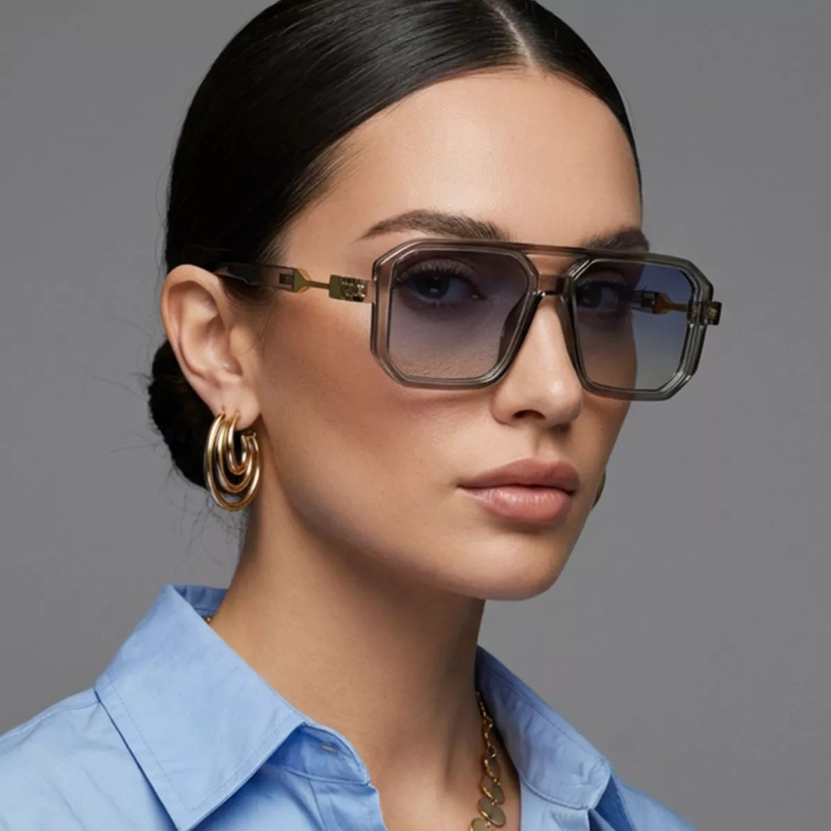 Oversized Square Sunglasses with Gradient Lenses - Lilixa.store