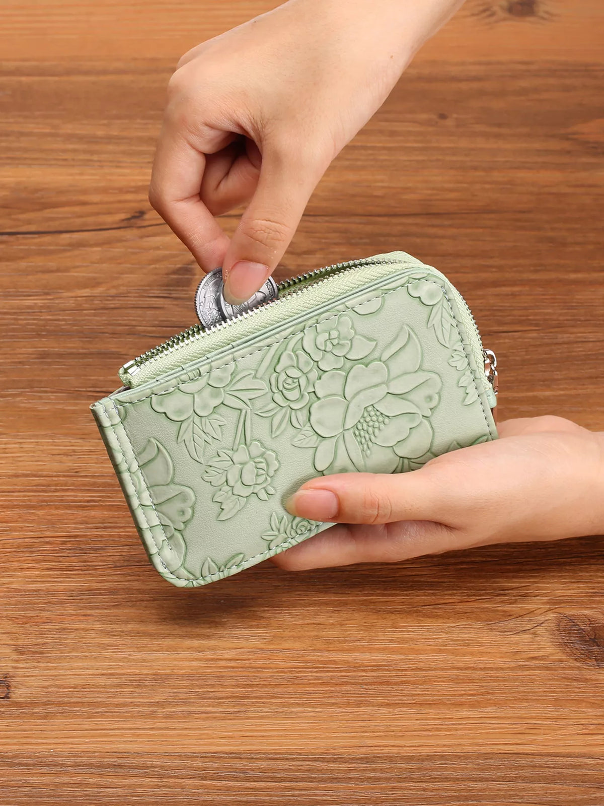 Embossed Floral Leather Bifold Wallet - Lilixa.store
