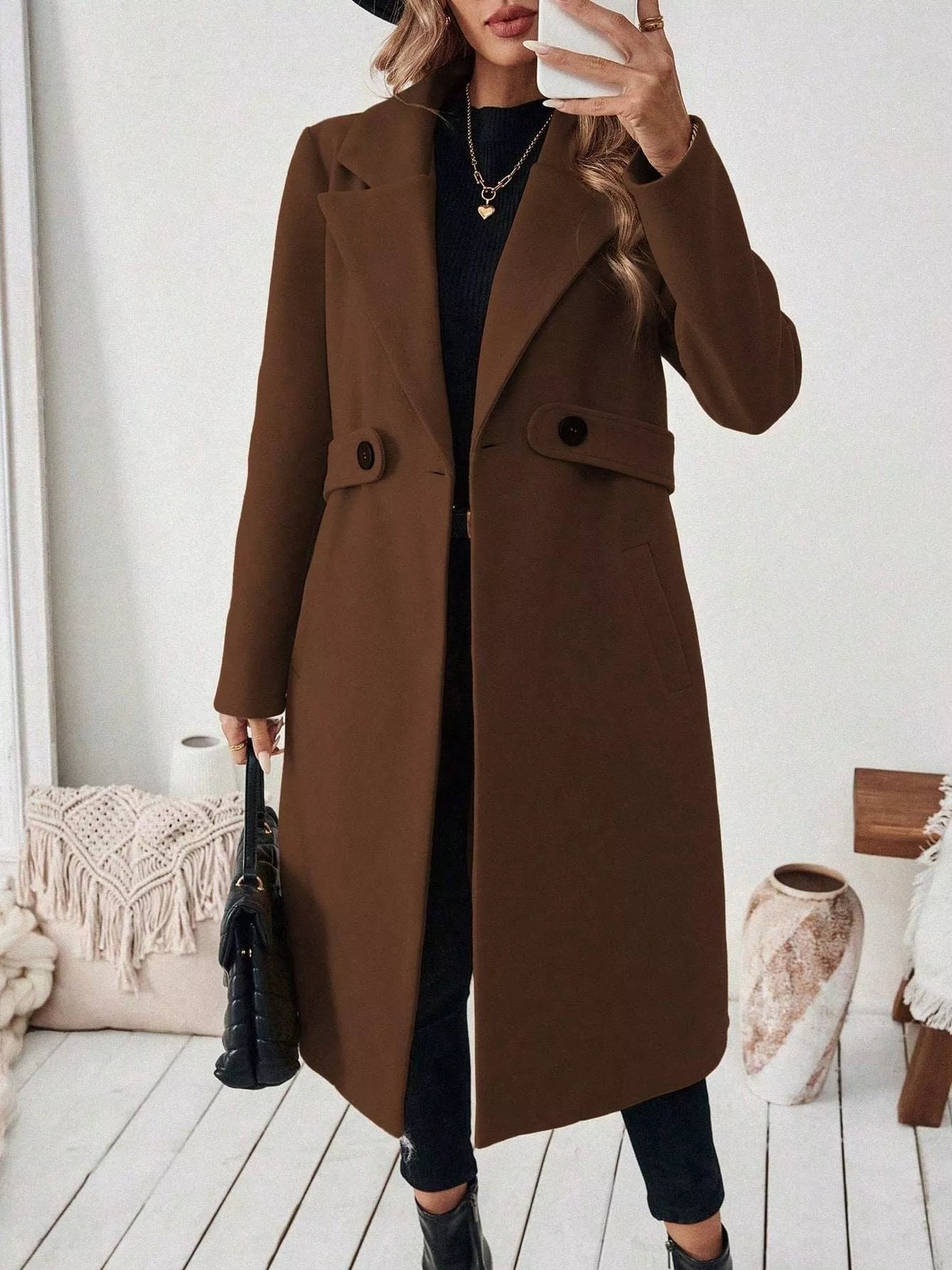 Single-Button Longline Coat