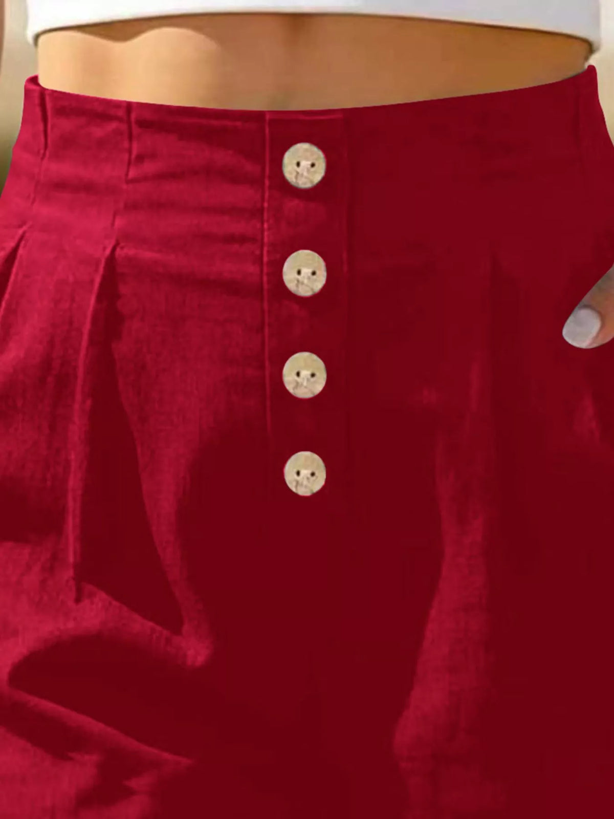 Button Fly High Waist Shorts, view 5