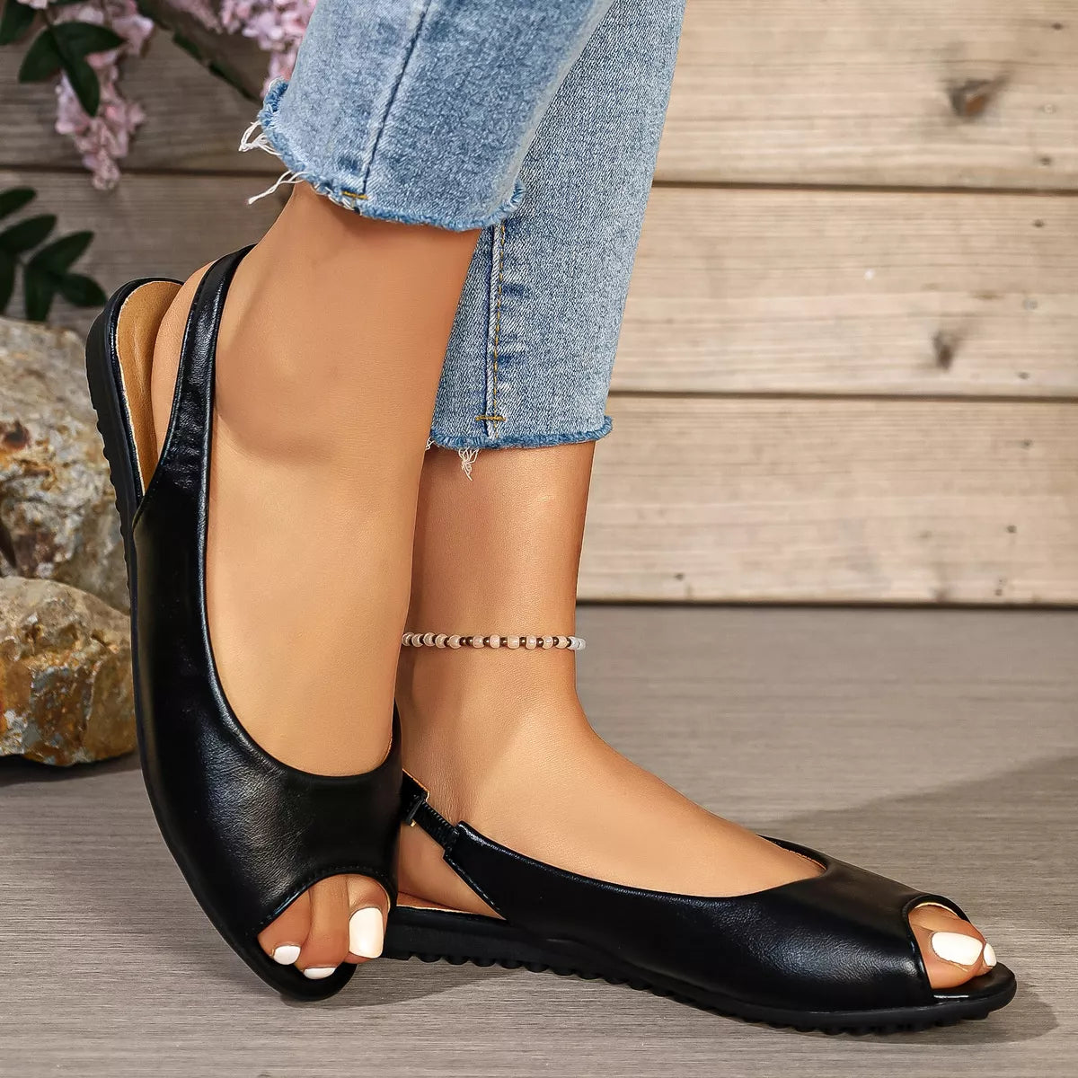 Peep Toe Flats Sandals - Lilixa.store