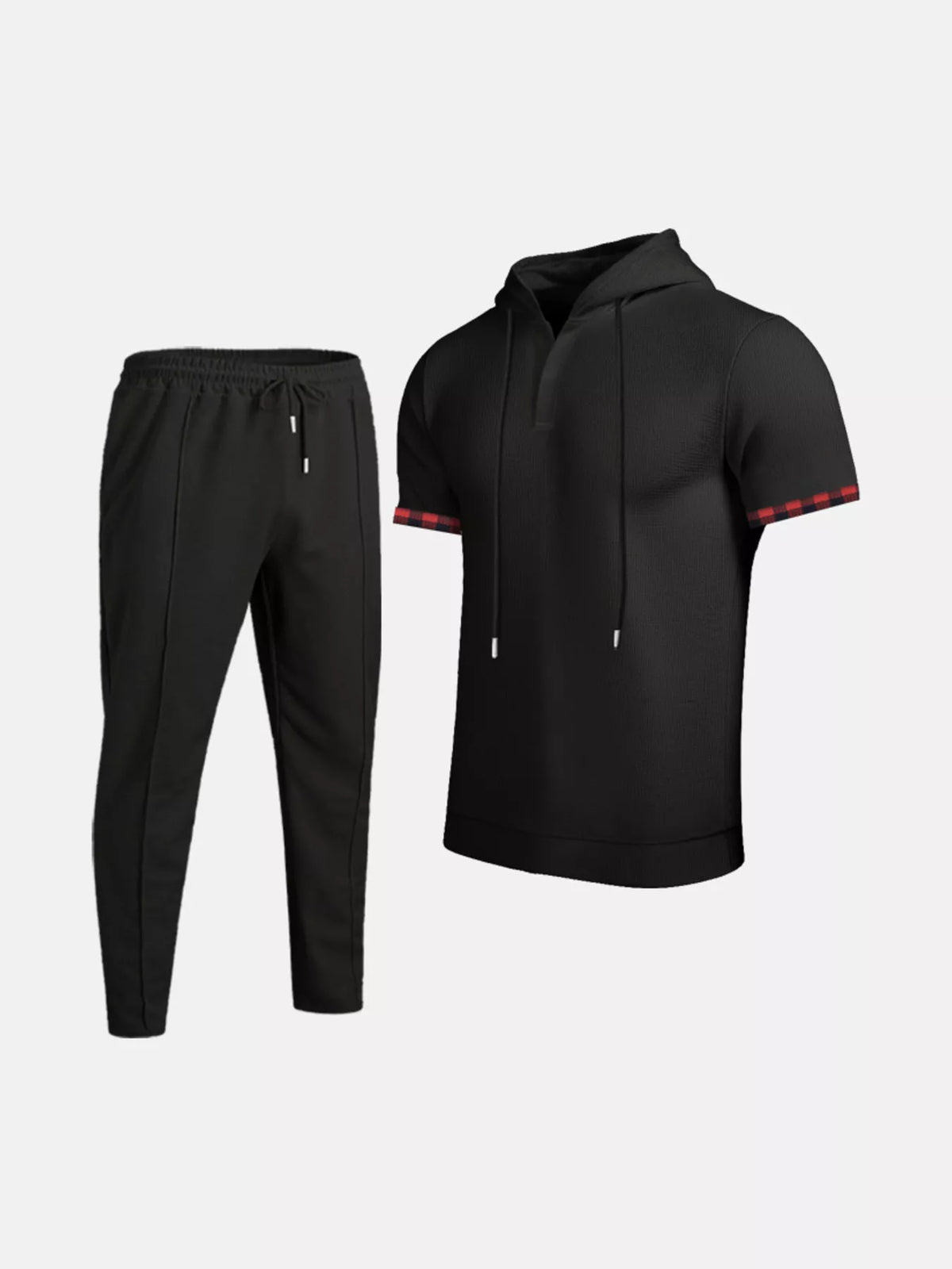 Men's Full Size Casual Short-Sleeve Hoodie and Pants Set Plus Size - Lilixa.store