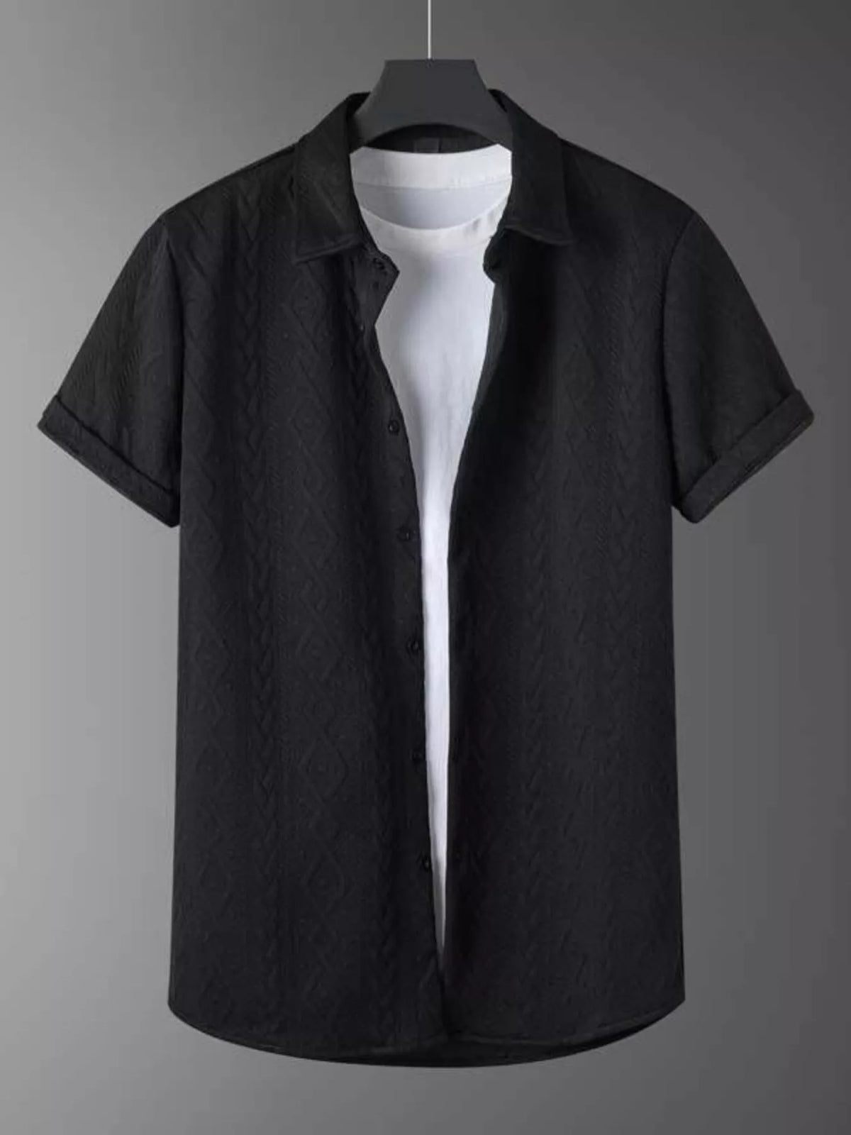 Men's Textured Knit Short Sleeve Polo & Shorts Set - Lilixa.store