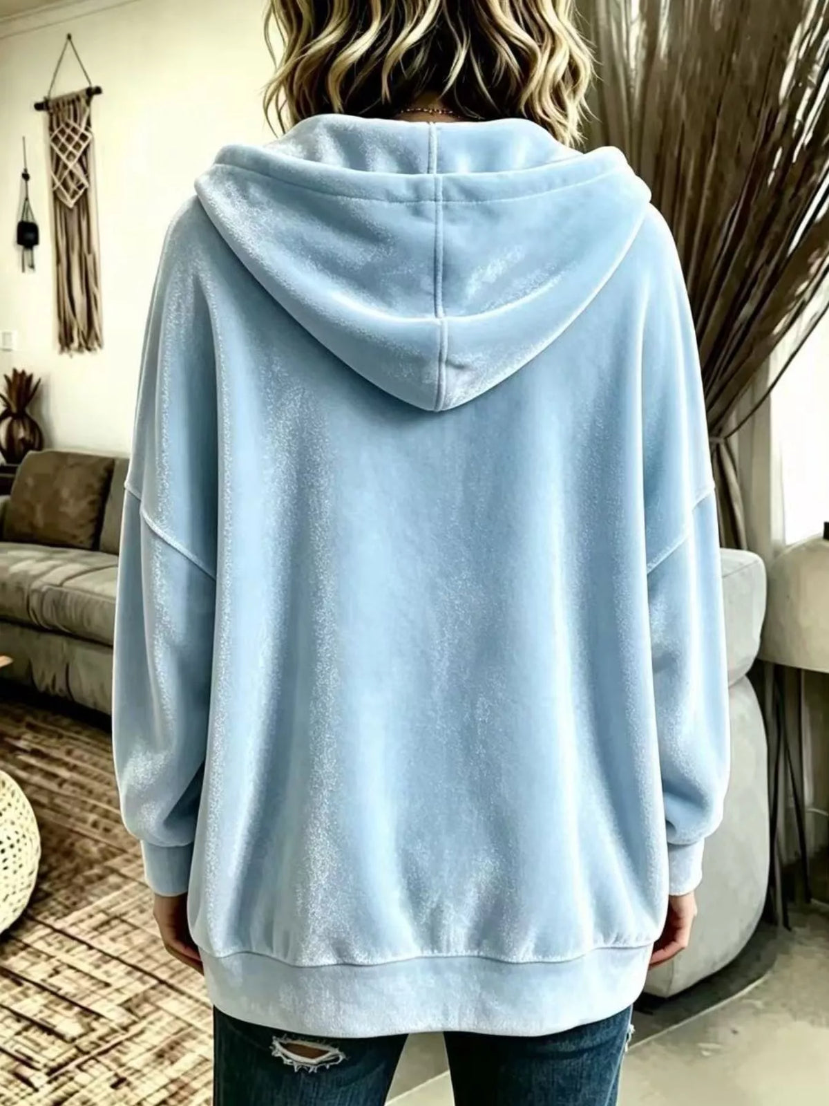 Full Size Casual Button-Down Hooded Outerwear Plus Size, view 3
