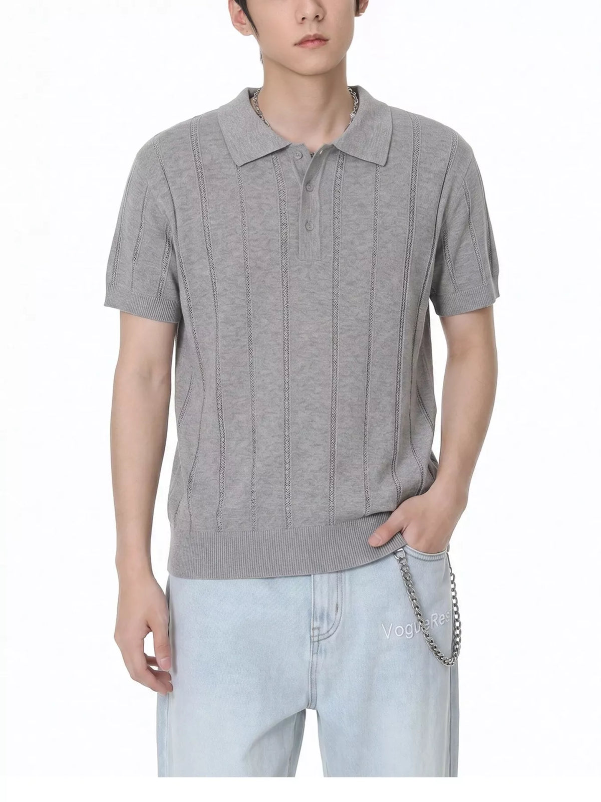 Men's Button Detail Short Sleeve Polo