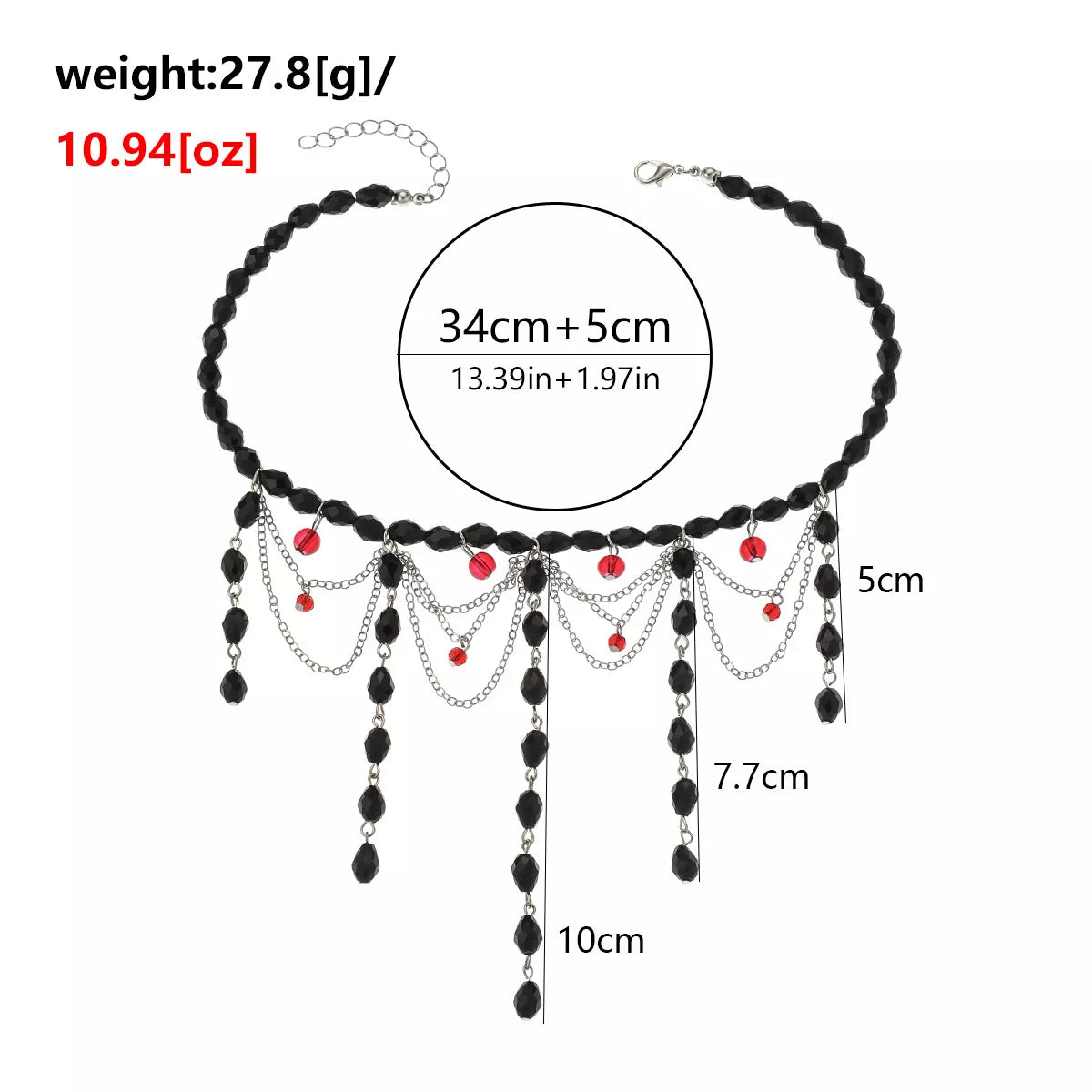 Gothic Beaded Tassel Choker Necklace - Lilixa.store
