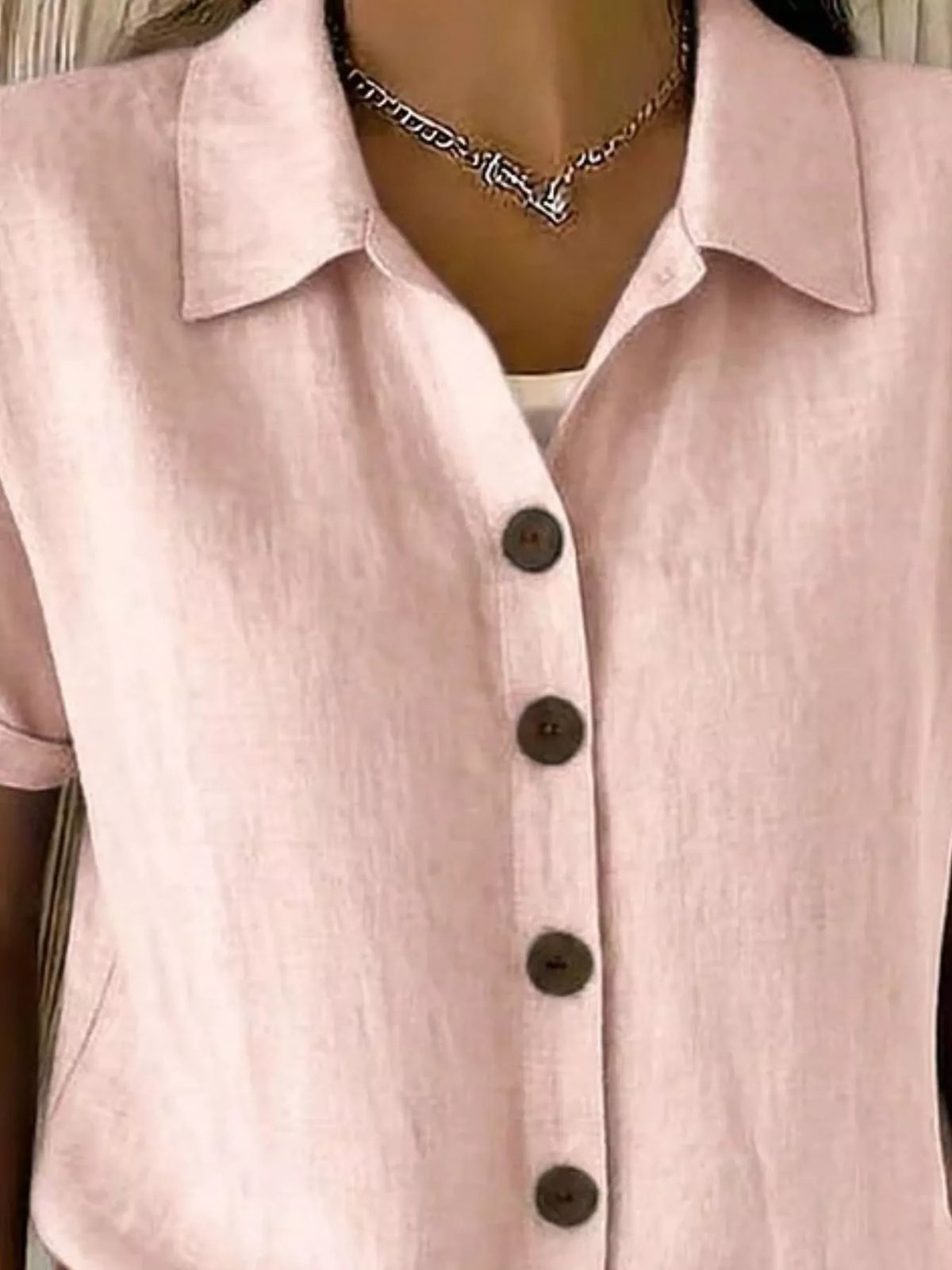 Full Size Button-Down Short Sleeve Shirt Plus Size - Lilixa.store