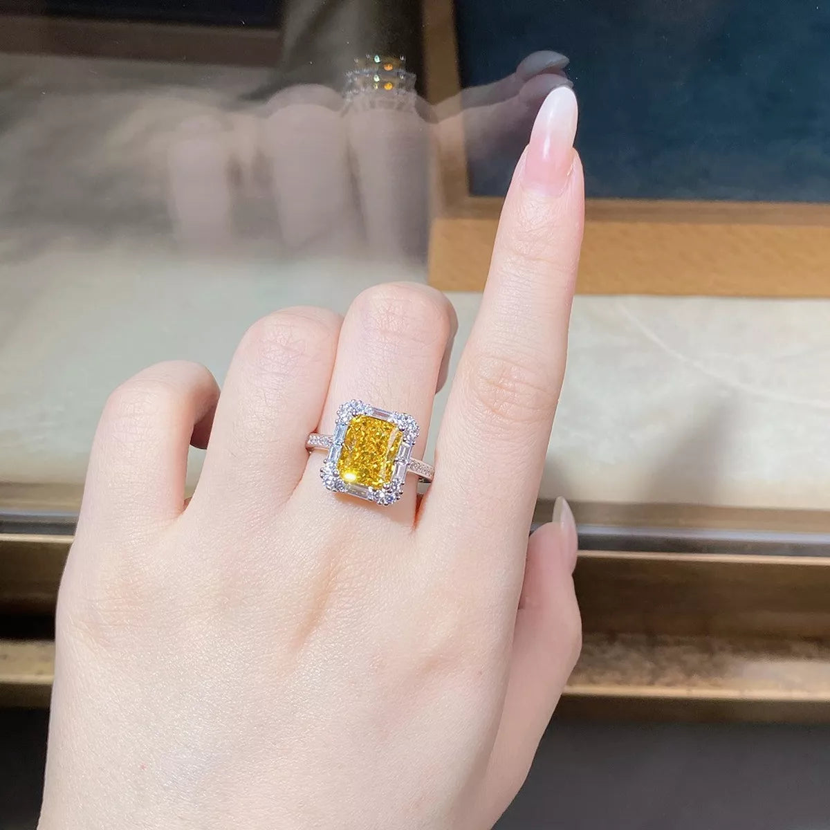 925 Sterling Silver Zircon Geometric Ring