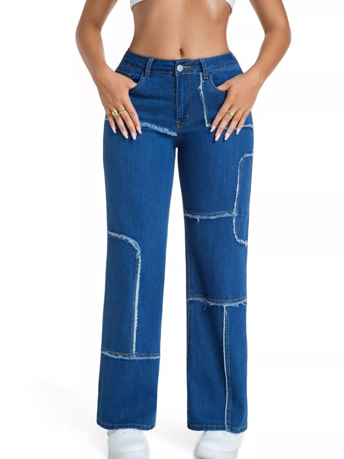 Frayed Edge Straight Leg Jeans