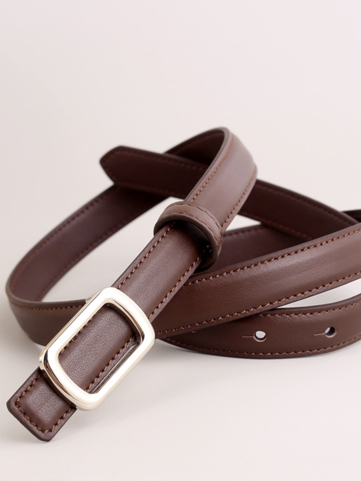 Leather Skinny Belt with Buckle - Lilixa.store