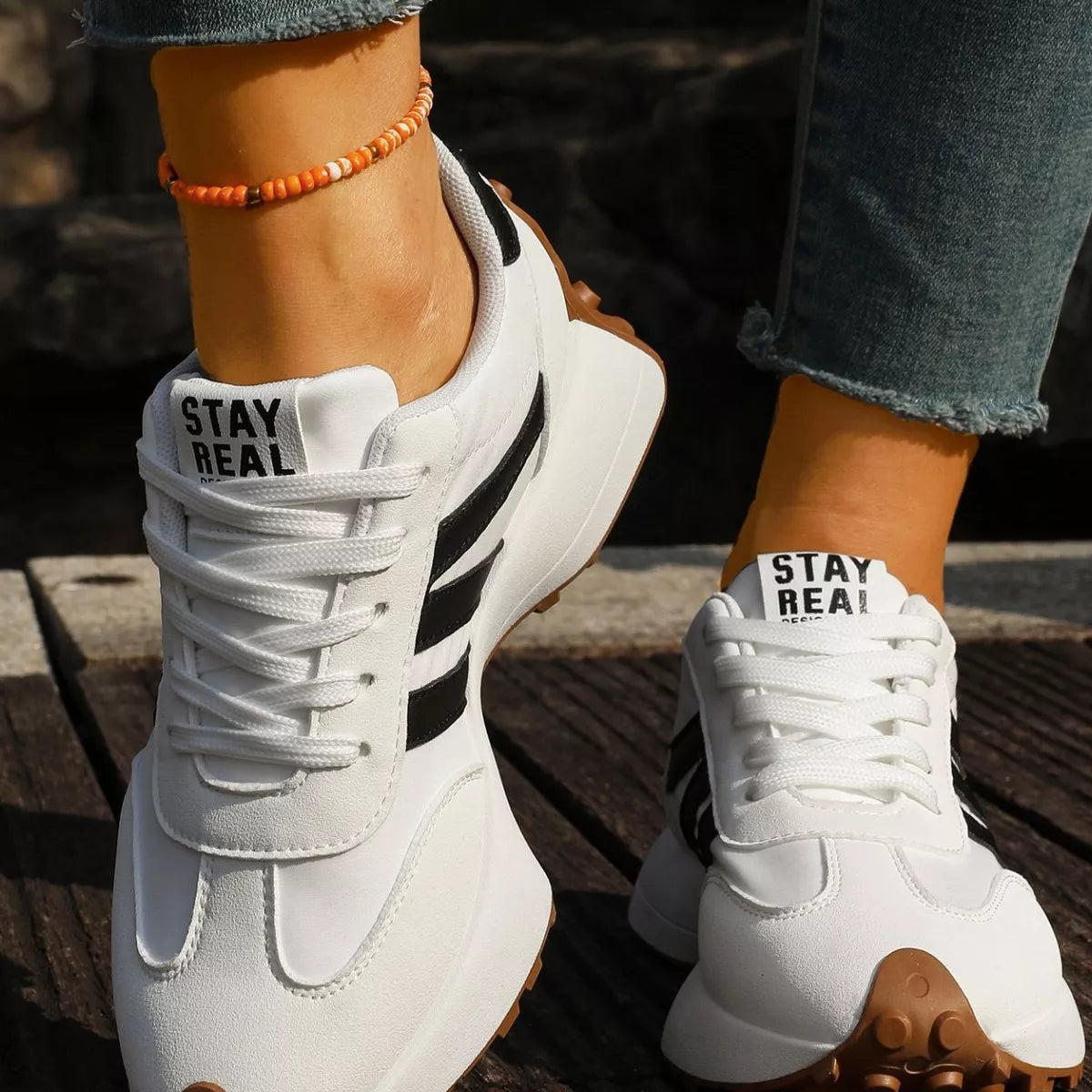 Round Toe Lace Up Sneakers