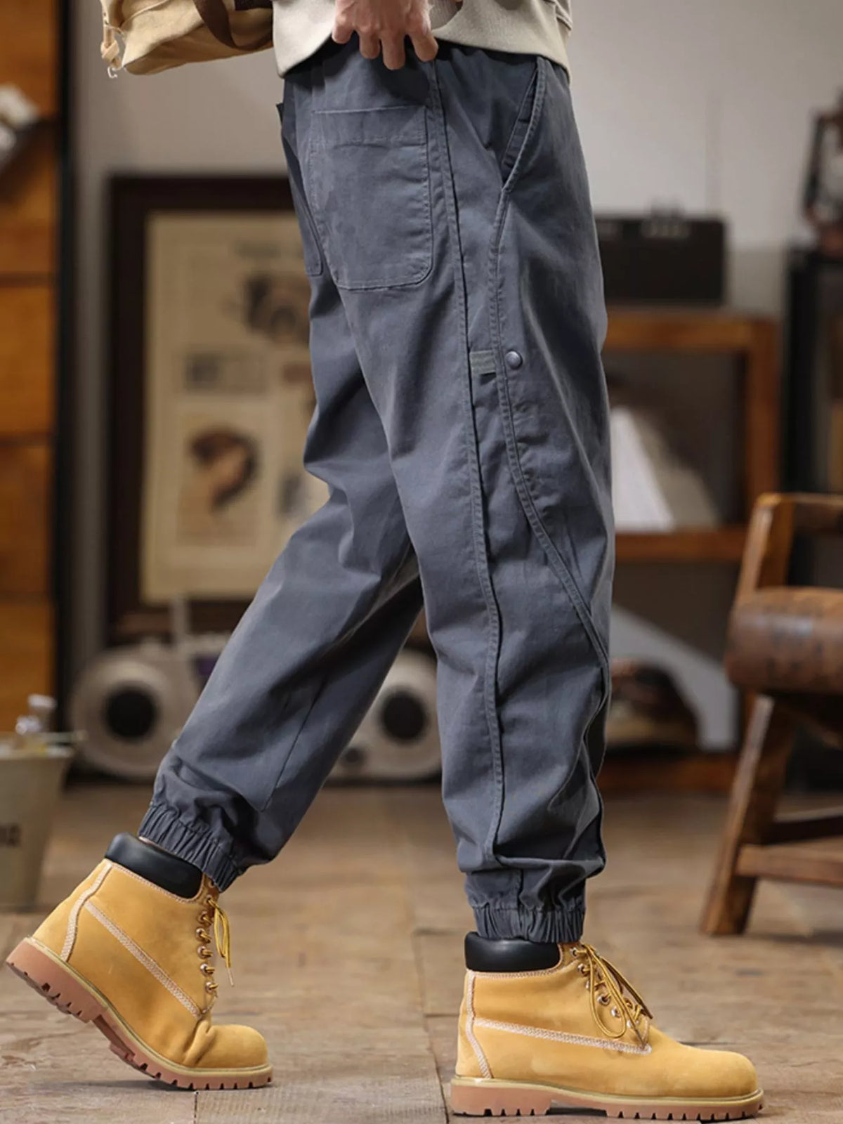 Men's Full Size Drawstring Jogger Pants with Elastic Cuffs Plus Size, view 3
