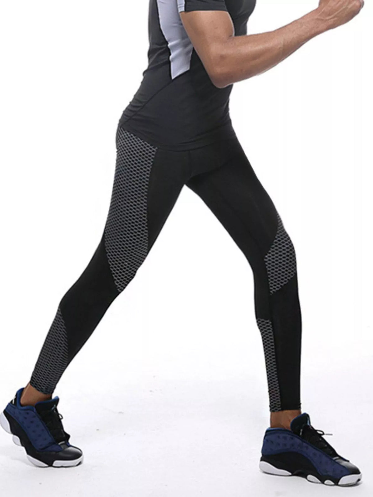 Men's Quick-Dry Active Leggings in Black, view 4