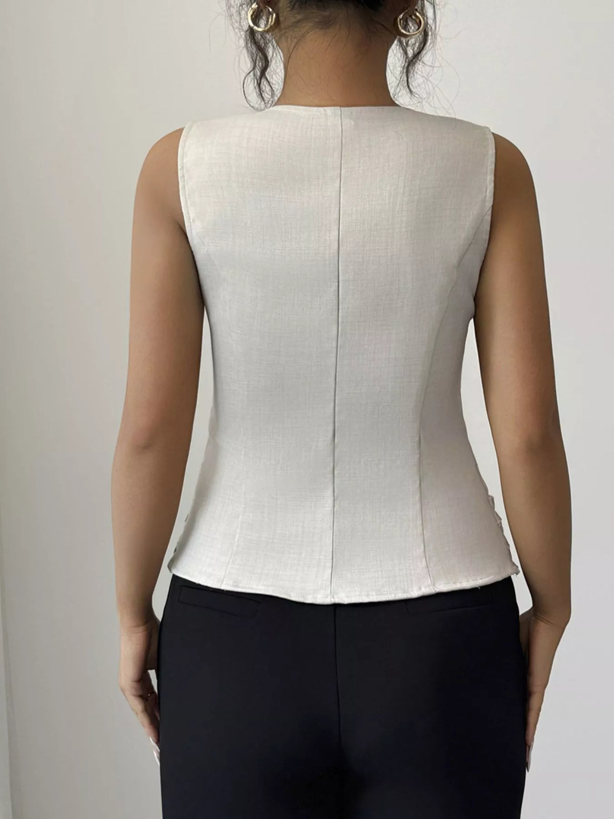 Square Neck Button-Front Tank