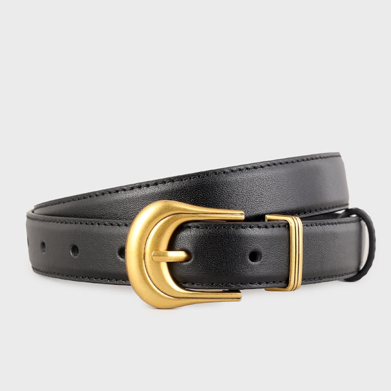 Classic Leather Belt with Golden Buckle - Lilixa.store