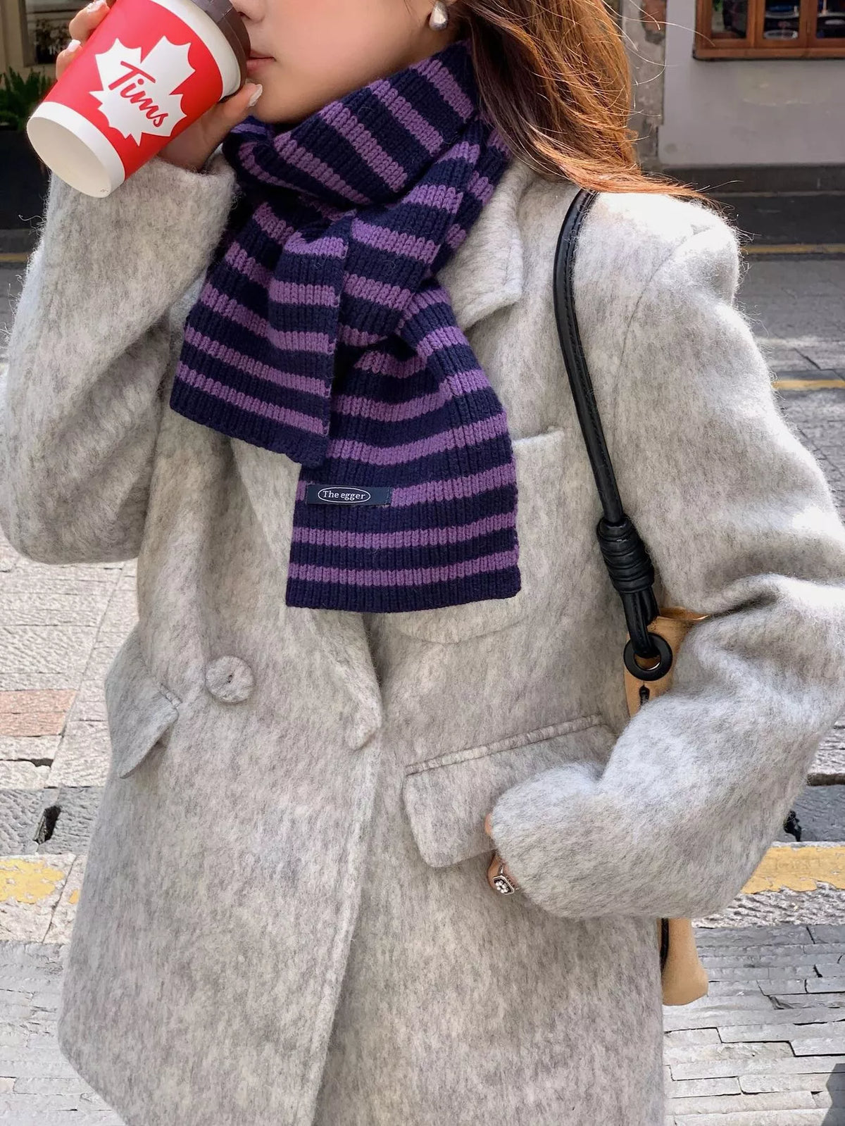 100% Wool Striped Knitted Winter Scarf - Lilixa.store