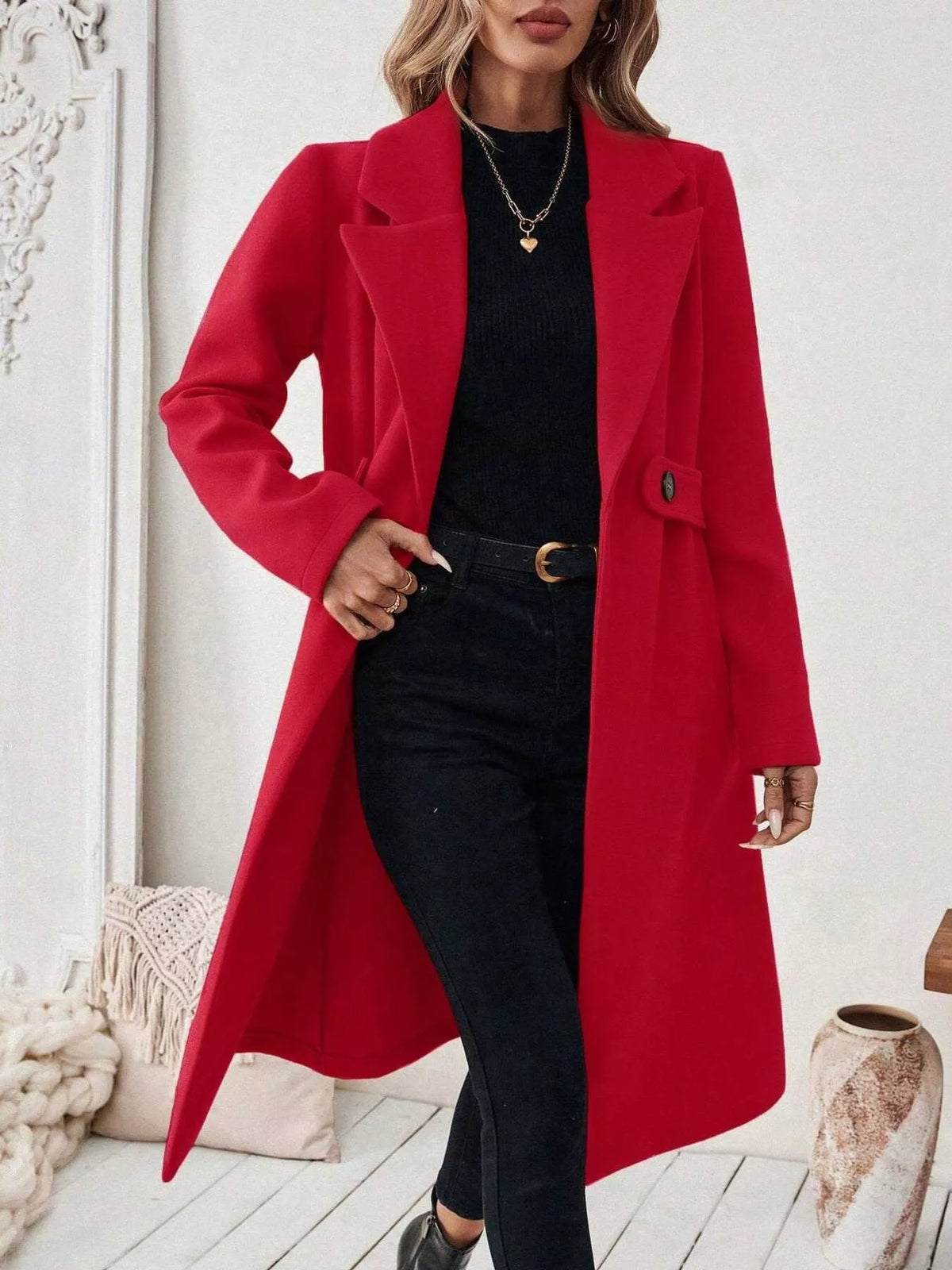 Single-Button Longline Coat