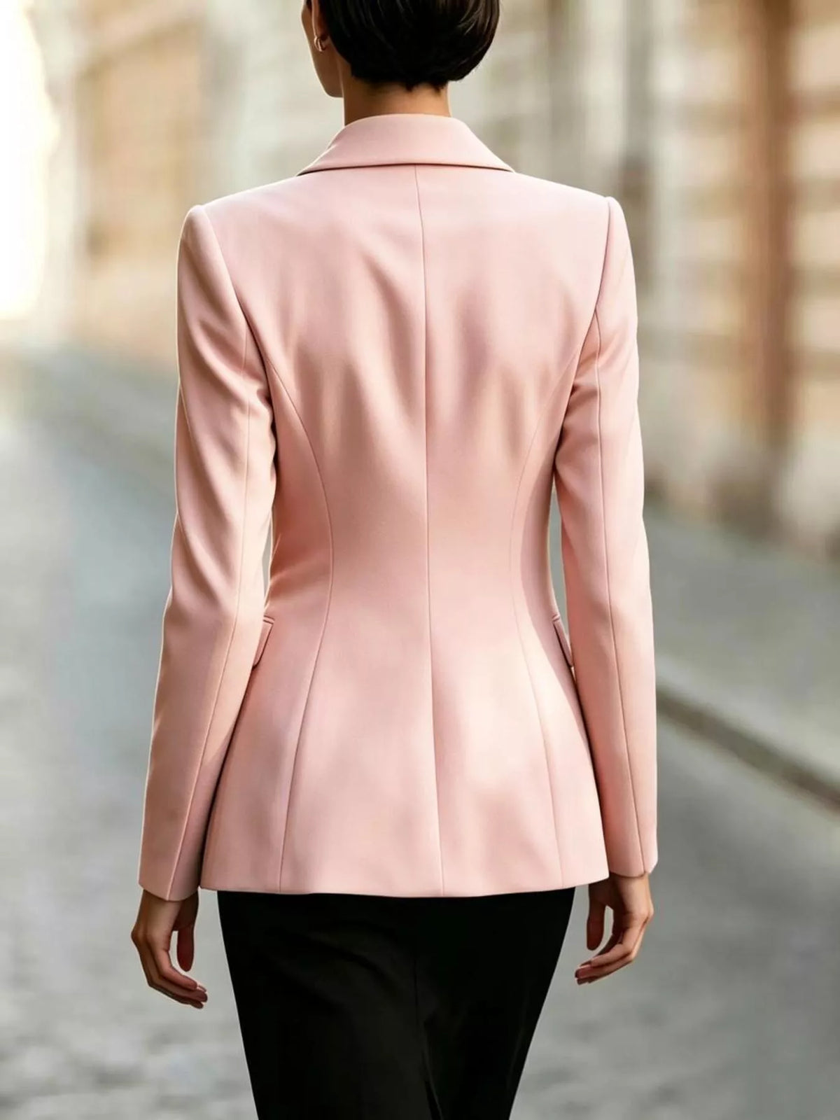 Tie-Front Lapel Collar Long Sleeve Blazer