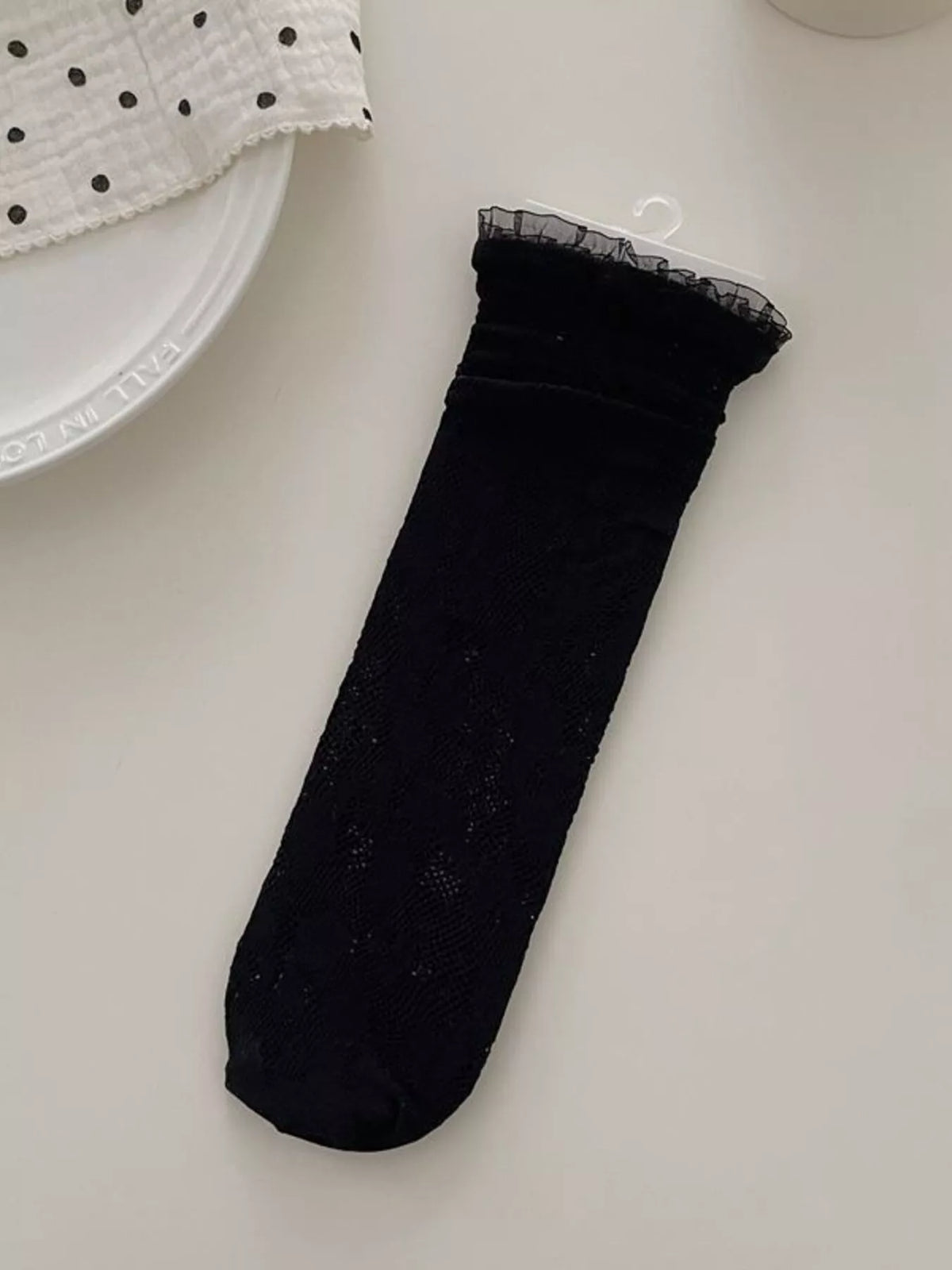 Lace Fishnet Mid-Calf Socks - Lilixa.store