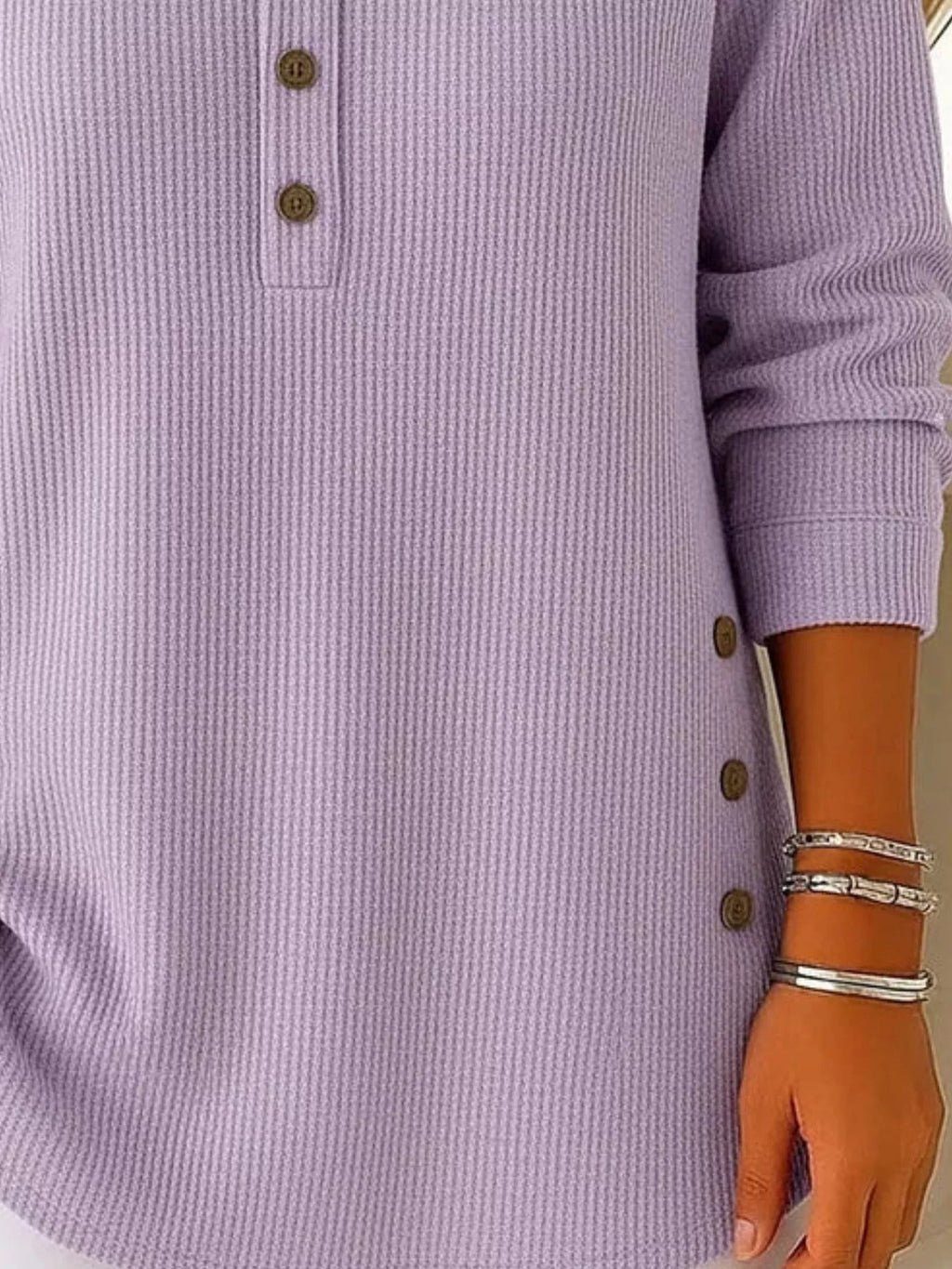 Full Size Button Detail Corduroy Top Plus Size - Lilixa.store