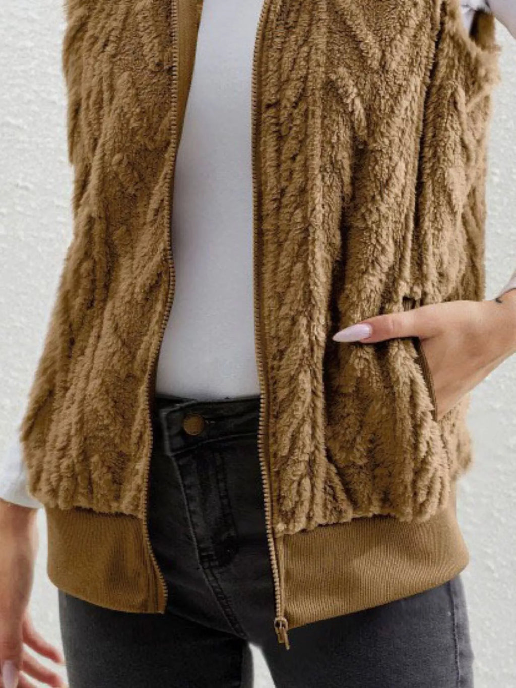 Full Size Cozy Faux Fur Zip-Up Vest Coat Plus Size - Lilixa.store