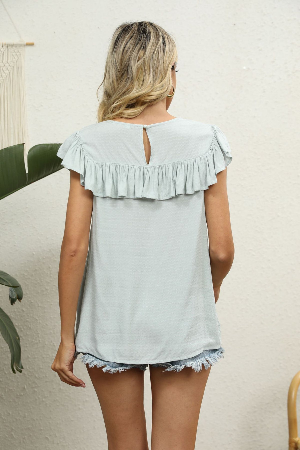 Spliced Lace Ruffled Blouse, view 4