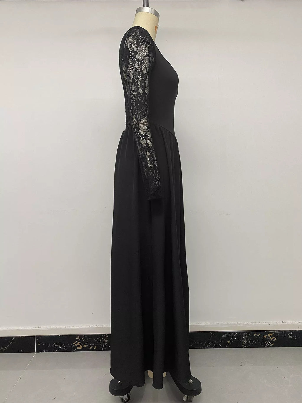 Square Neck Sheer Sleeve Maxi Dress - Lilixa.store