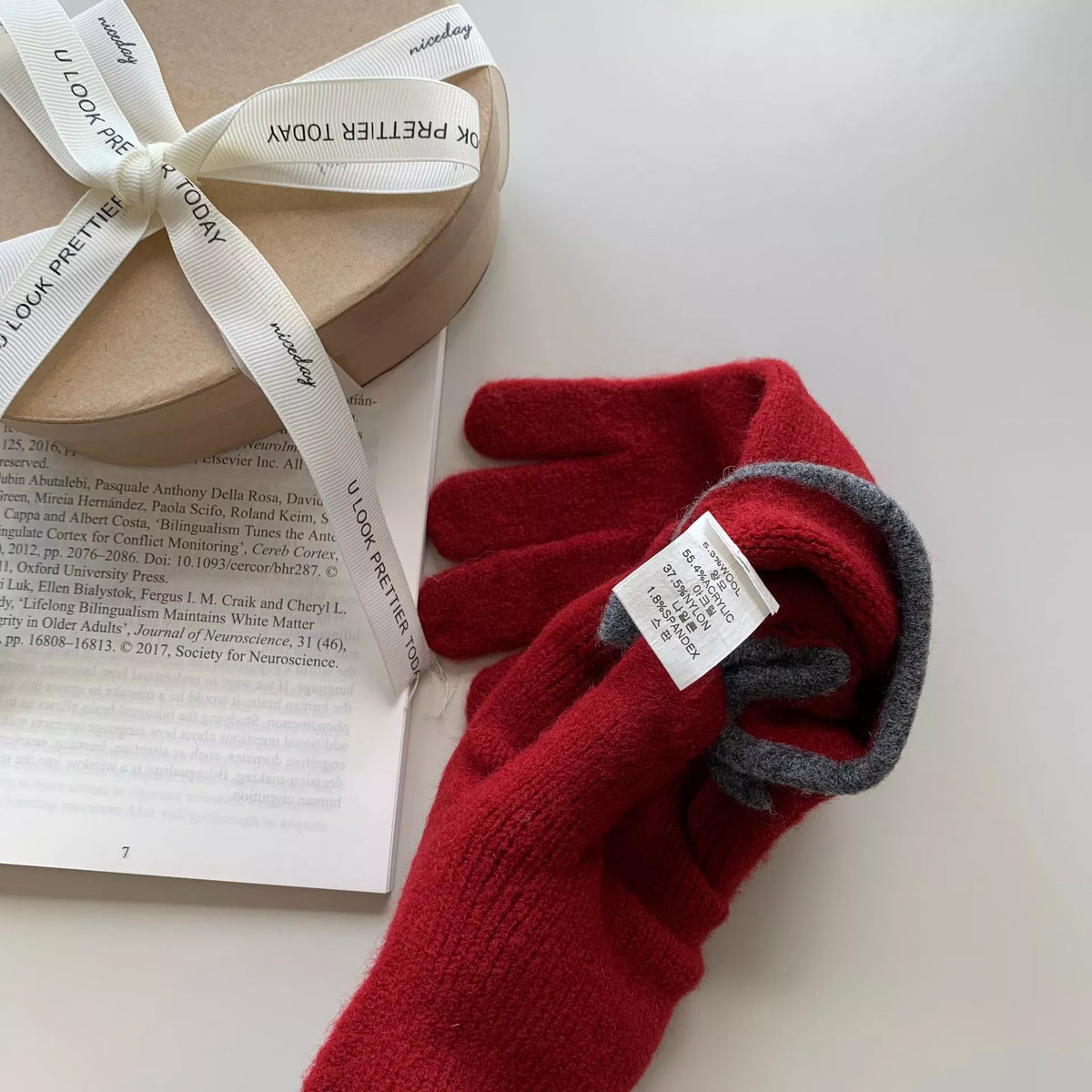 Bow-Decorated Knit Gloves - Lilixa.store