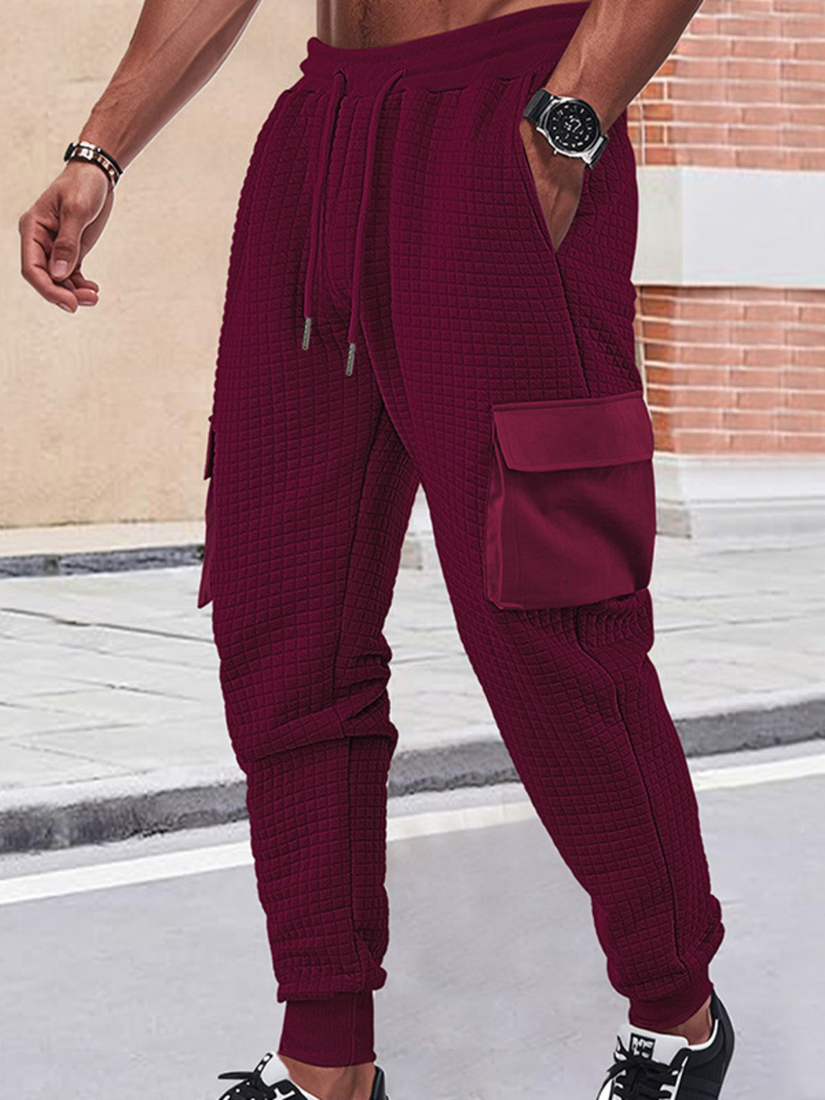 Men's Full Size Textured Cargo Joggers Plus Size