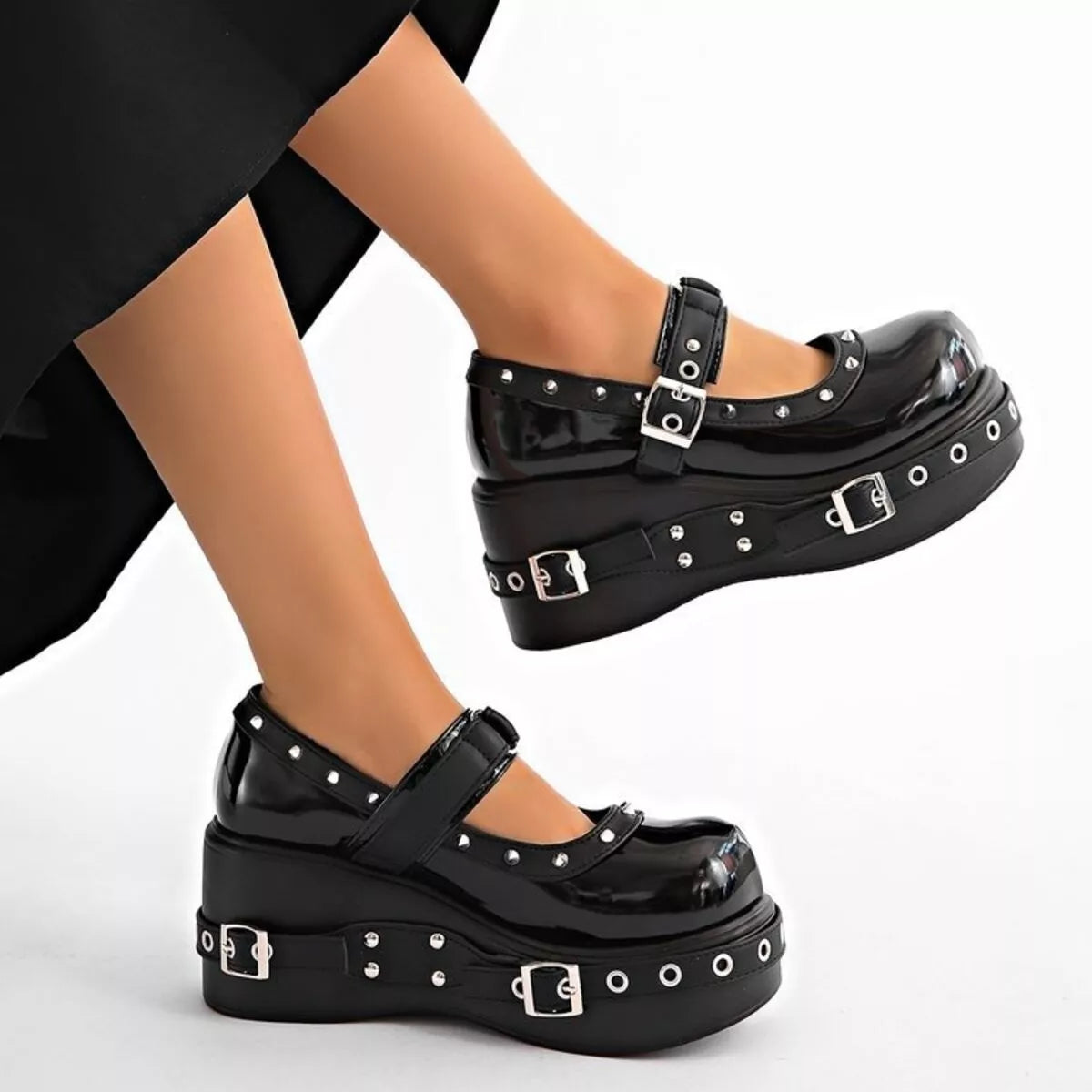 Round Toe Studded Loafers - Lilixa.store