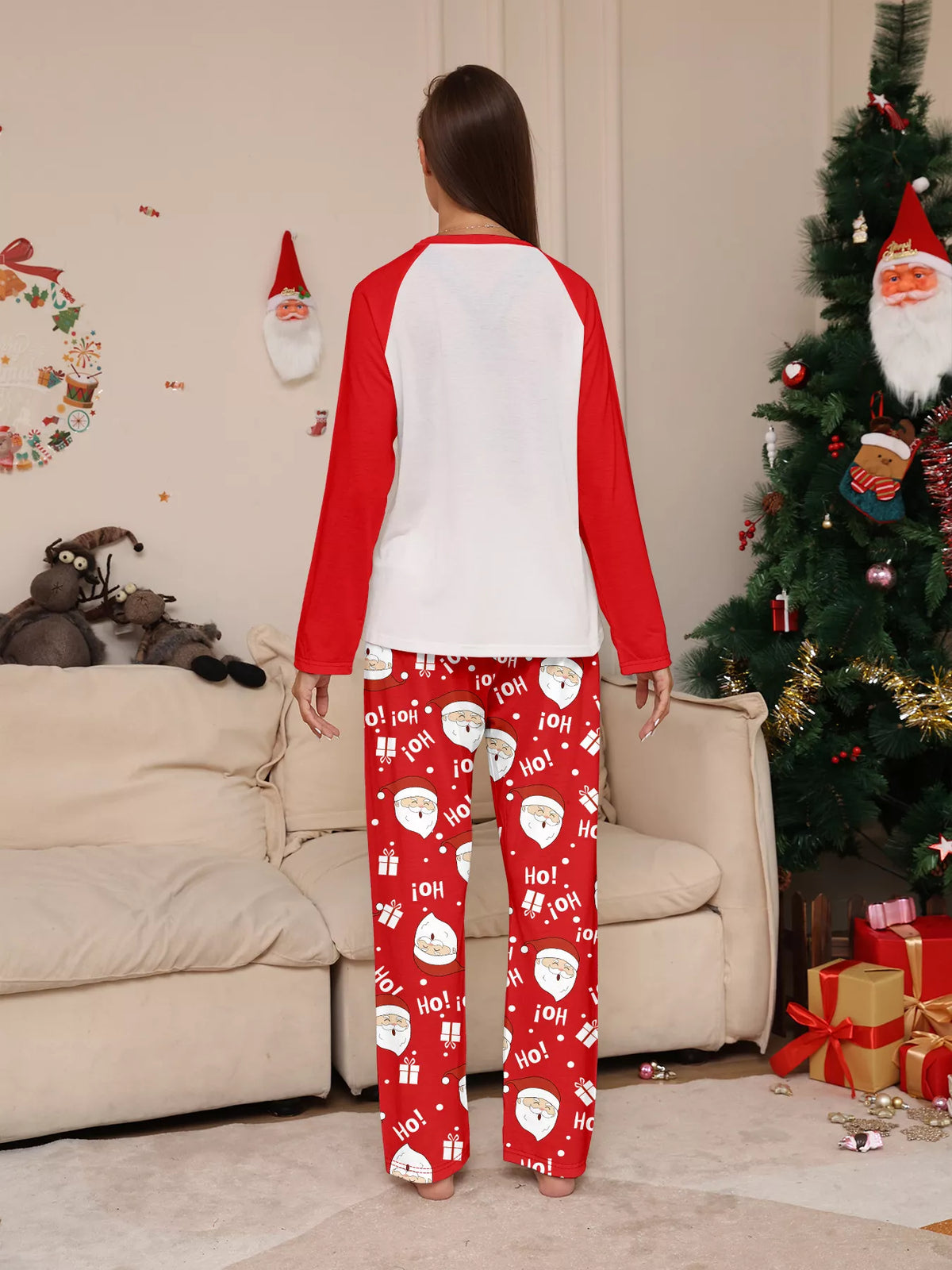 Full Size Matching Family Christmas Santa Claus Pajamas Set Plus Size