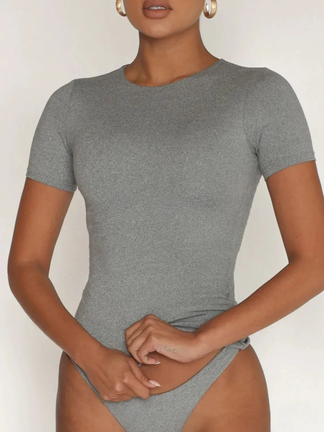 Round Neck Short Sleeve Swim Top - Lilixa.store