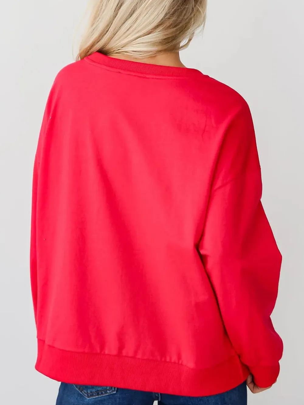 Letter Round Neck Long Sleeve Sweatshirt - Lilixa.store