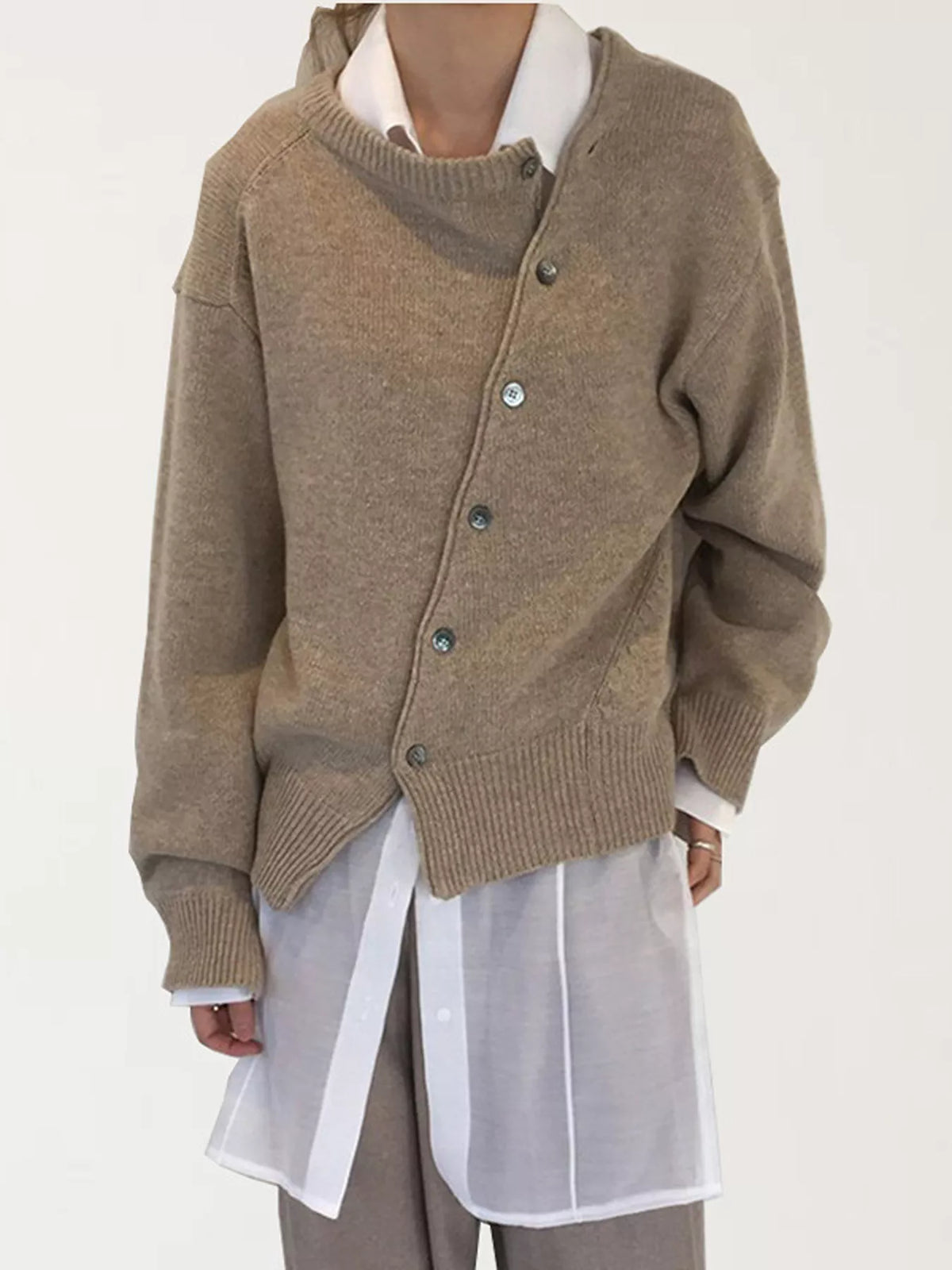 Asymmetric Button-Down Sweater